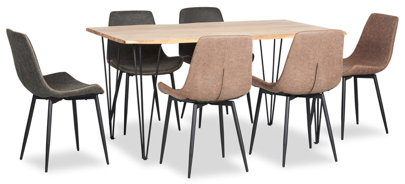 Miya Dining Table with Live Edge, Acacia Wood, Metal, 60\"W - Natural