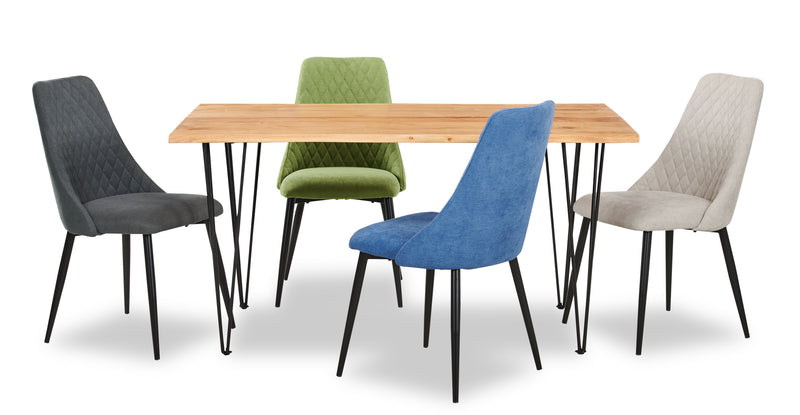 Miya Dining Table with Live Edge, Acacia Wood, Metal, 60\"W - Natural