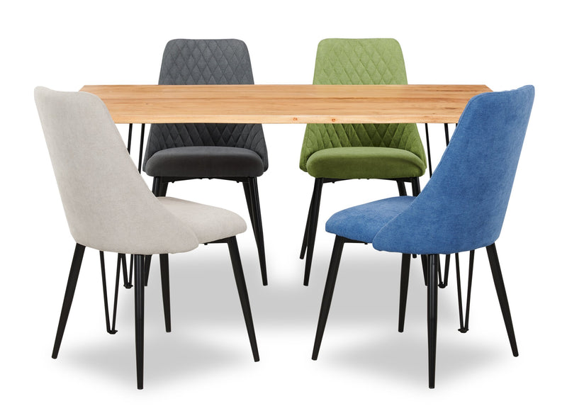 Miya Dining Table with Live Edge, Acacia Wood, Metal, 60\"W - Natural