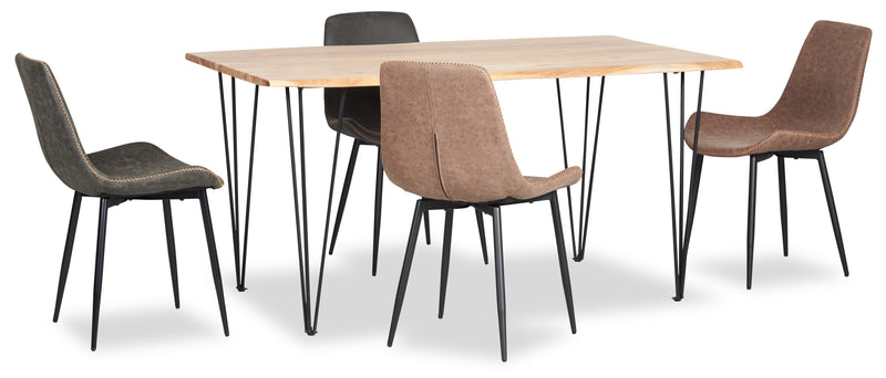 Miya Dining Table with Live Edge, Acacia Wood, Metal, 60\"W - Natural