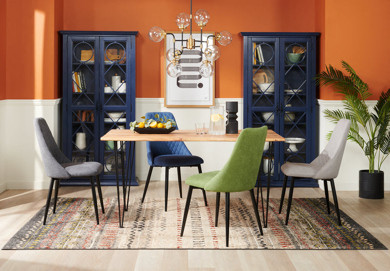 Miya Dining Table with Live Edge, Acacia Wood, Metal, 60\"W - Natural