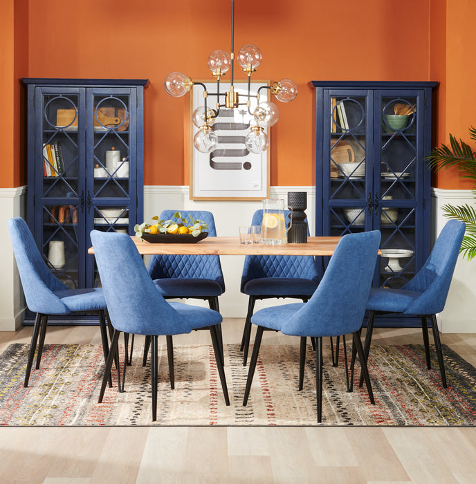 Miya Dining Table with Live Edge, Acacia Wood, Metal, 60\"W - Natural