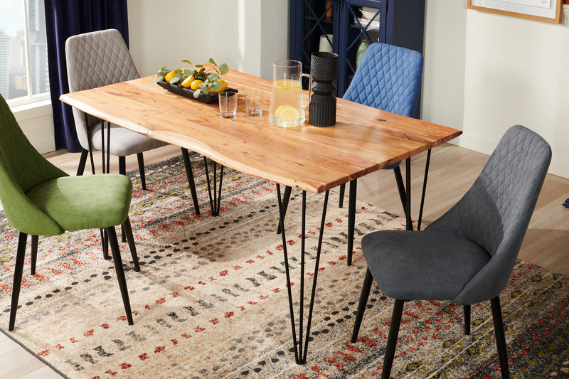 Miya Dining Table with Live Edge, Acacia Wood, Metal, 60\"W - Natural