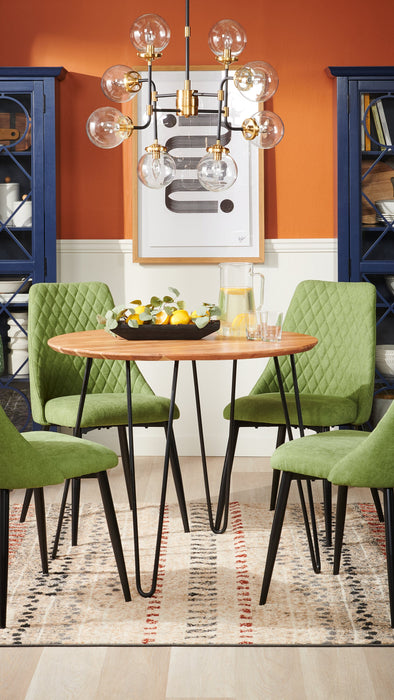 Miya Dining Chair with Polyester Fabric, Metal - Moss Green