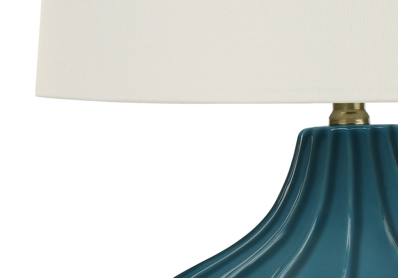 24\" Blue Ceramic Curved Table Lamp