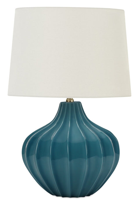 24\" Blue Ceramic Curved Table Lamp