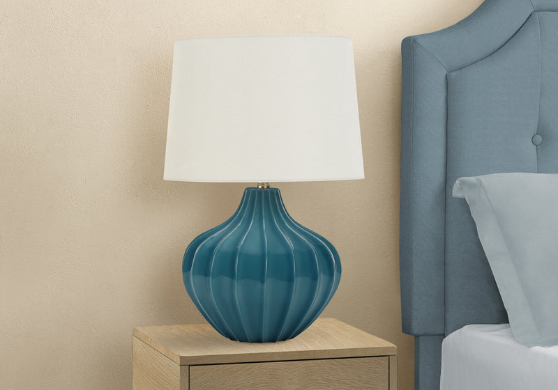 24\" Blue Ceramic Curved Table Lamp