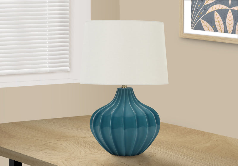 24\" Blue Ceramic Curved Table Lamp
