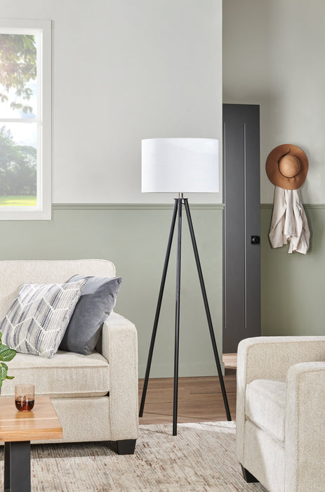 63\" Black Metal Tripod Floor Lamp