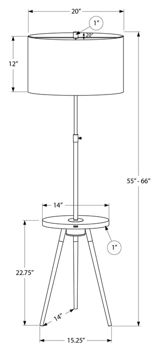 63\" Black Metal Tripod Floor Lamp with USB Port