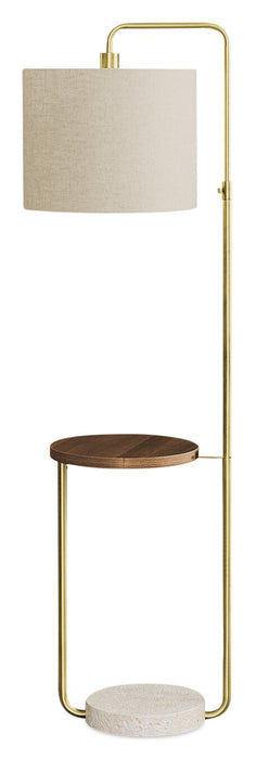 67\" Brass Metal Floor Lamp with USB Port