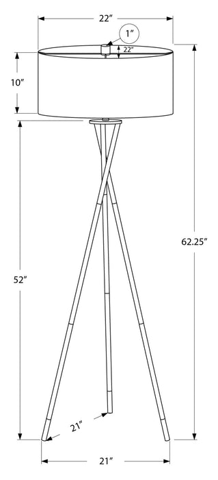 62\" Black Metal Tripod Floor Lamp