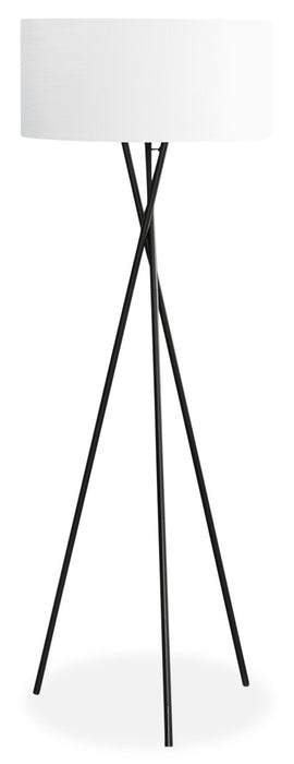 62\" Black Metal Tripod Floor Lamp