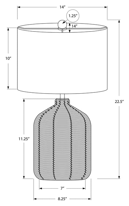23\" Brown Rattan Table Lamp