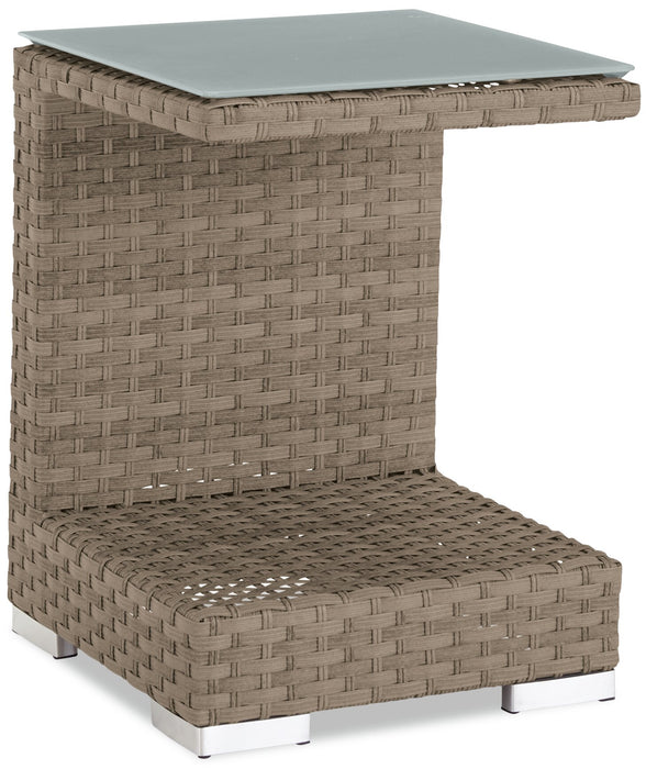 Montego 6-Piece Canopy Outdoor Patio Conversation Set with Canopy Sofa, 2 Armless Chairs, Ottoman, Glass Top Coffee & End Table - Hand-Woven Resin Wicker, UV & Weather Resistant - Natural/Beige
