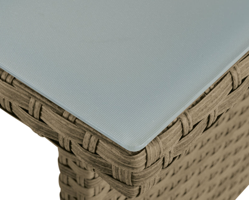 Montego 6-Piece Canopy Outdoor Patio Conversation Set with Canopy Sofa, 2 Armless Chairs, Ottoman, Glass Top Coffee & End Table - Hand-Woven Resin Wicker, UV & Weather Resistant - Natural/Beige