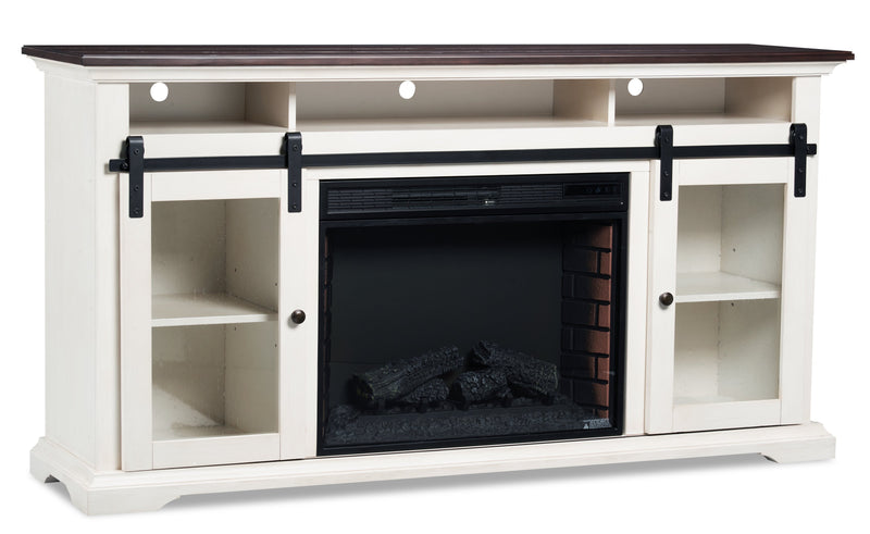 Monte 69\" Electric Fireplace TV Stand with Storage and Cable Management for TVs up to  75\"- White