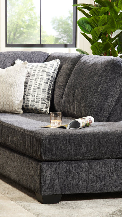 Made in Canada Morgan 3-Piece Left-Facing Chenille Fabric Wrap Sectional with Accent Pillows - Grey