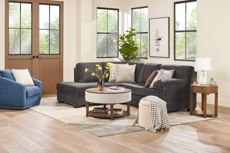 Made in Canada Morgan 2-Piece Left-Facing Chenille Fabric Sectional with Accent Pillows - Grey