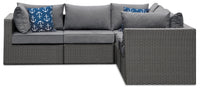 Morris 5-Piece Outdoor Patio Set with 3 Corner Chairs & 2 Storage Armless Chairs - Hand-Woven Resin Wicker, Olefin Fabric, UV & Weather Resistant – Grey
