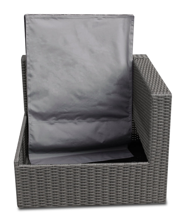 Morris 5-Piece Outdoor Patio Set with 3 Corner Chairs & 2 Storage Armless Chairs - Hand-Woven Resin Wicker, Olefin Fabric, UV & Weather Resistant – Grey