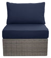["Naples Armless Outdoor Patio Chair - Hand-Woven Resin Wicker, UV & Weather Resistant - Natural/Blue"]