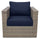 ["Naples Outdoor Patio Chair - Hand-Woven Resin Wicker, UV & Weather Resistant - Natural/Blue"]