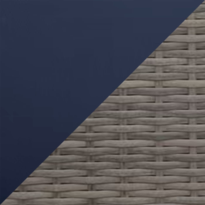 Naples Large Outdoor Patio Ottoman - Hand-Woven Resin Wicker, UV & Weather Resistant - Natural/Blue