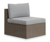 Naples Armless Outdoor Patio Chair - Hand-Woven Resin Wicker, UV & Weather Resistant - Natural/Grey