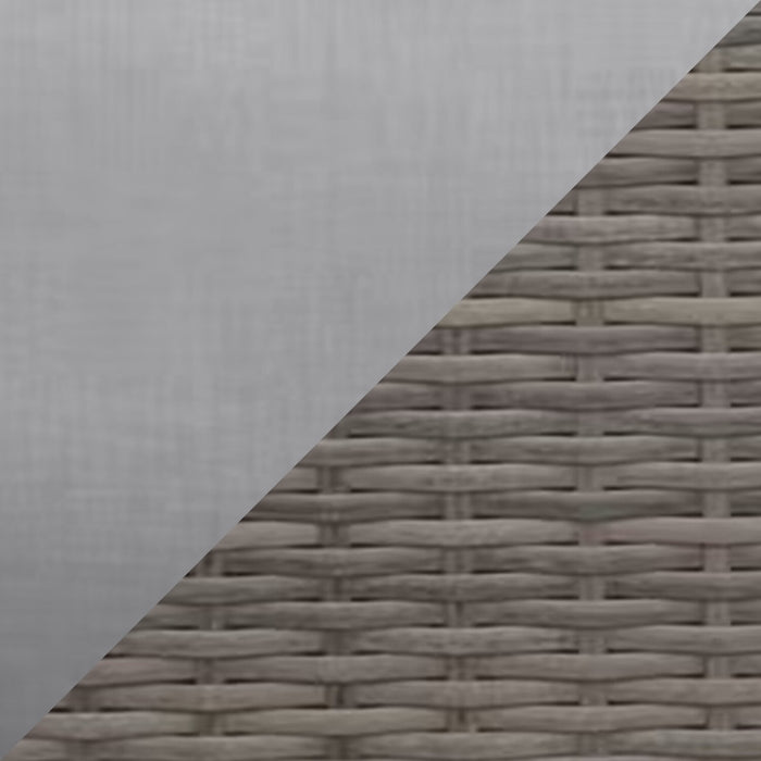 Naples Large Outdoor Patio Ottoman - Hand-Woven Resin Wicker, UV & Weather Resistant - Natural/Grey