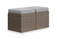 Naples 2-Piece Patio Ottoman Set - Grey 