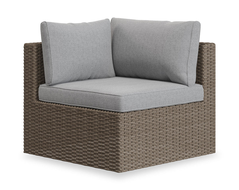 Naples 10-Piece Outdoor Patio Set with 3 Corner Chairs, 2 Armless Chairs, Chair, Large Ottoman, 2 Small Ottomans & Dining Height Table - Hand-Woven Resin Wicker, UV & Weather Resistant - Natural/Grey