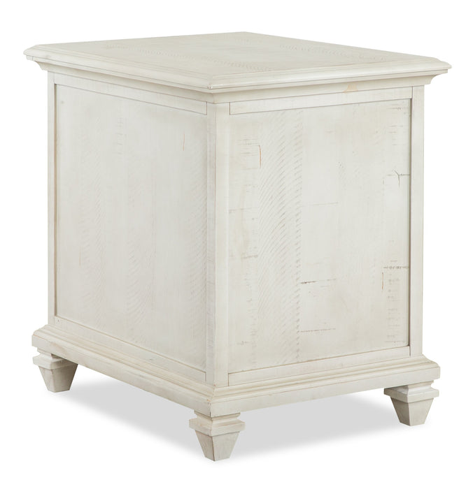Newman  18\" Traditional Chairside Table with Storage - Alabaster White Pine