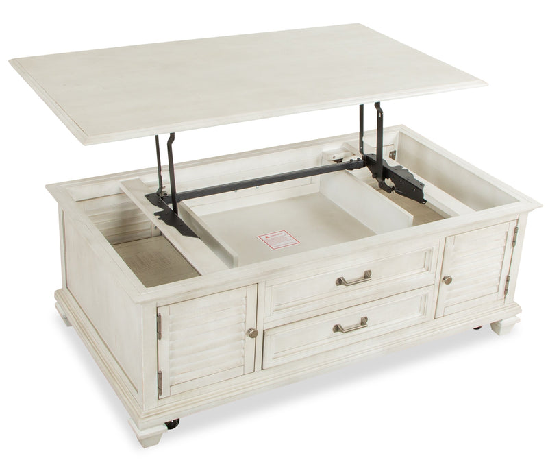 Newman  50\" Traditional Lift Top Coffee Table with Storage and Casters - Alabaster White Pine