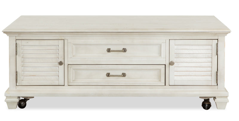 Newman  50\" Traditional Lift Top Coffee Table with Storage and Casters - Alabaster White Pine