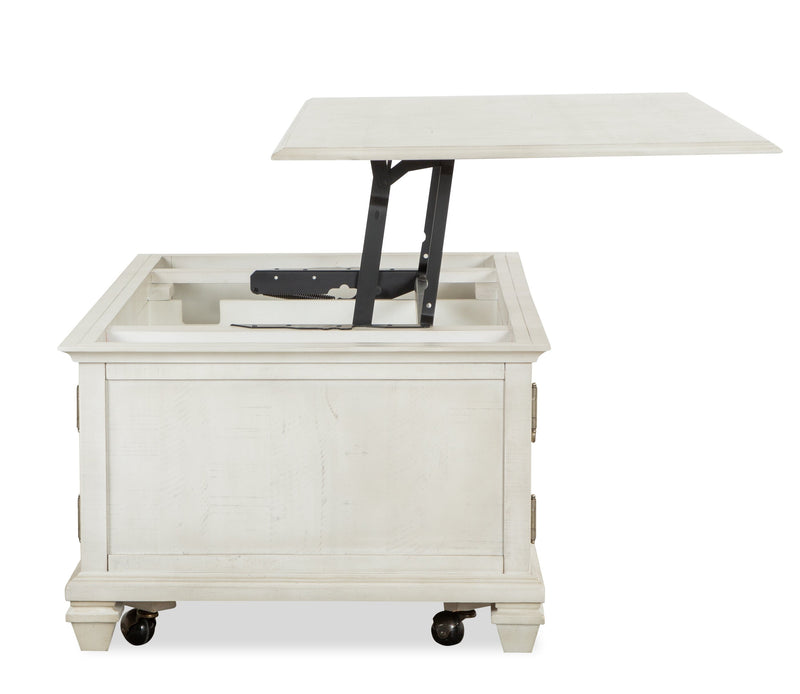 Newman  50\" Traditional Lift Top Coffee Table with Storage and Casters - Alabaster White Pine