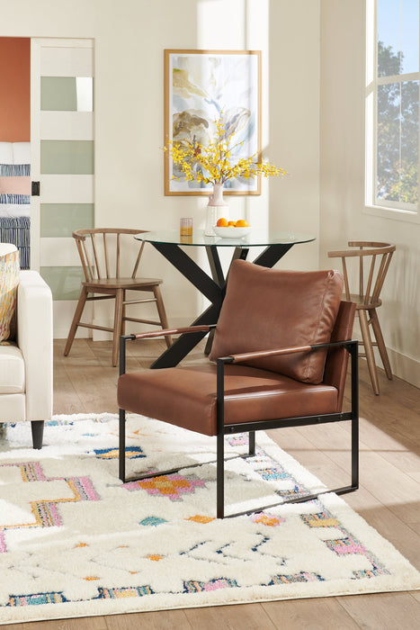 Nico 24.75\" Faux Leather Accent Chair with Metal Legs - Brown 