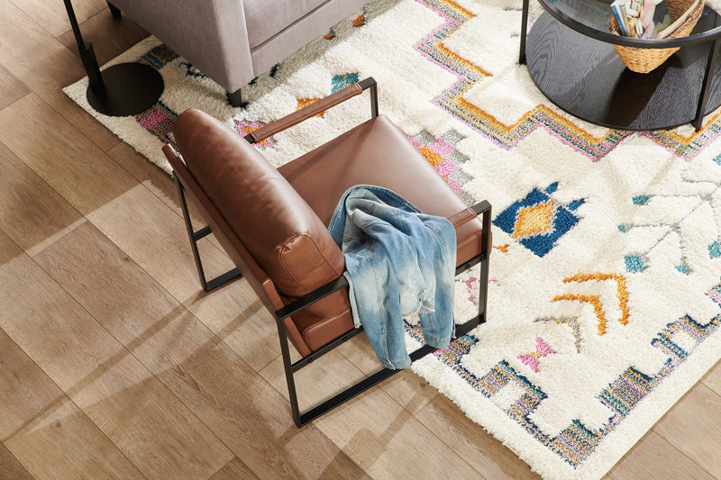 Nico 24.75\" Faux Leather Accent Chair with Metal Legs - Brown 