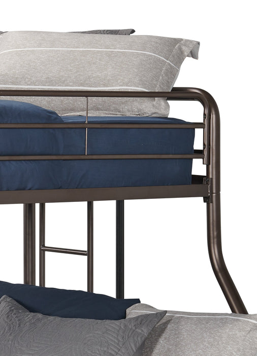 Noah Bunk Bed with Ladder & Guard Rail for Kids, Metal, Dark Bronze - Twin/Full
