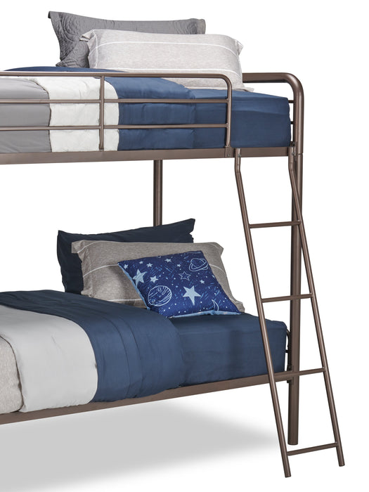 Noah Bunk Bed with Ladder & Guard Rail for Kids, Metal, Dark Bronze - Twin/Twin