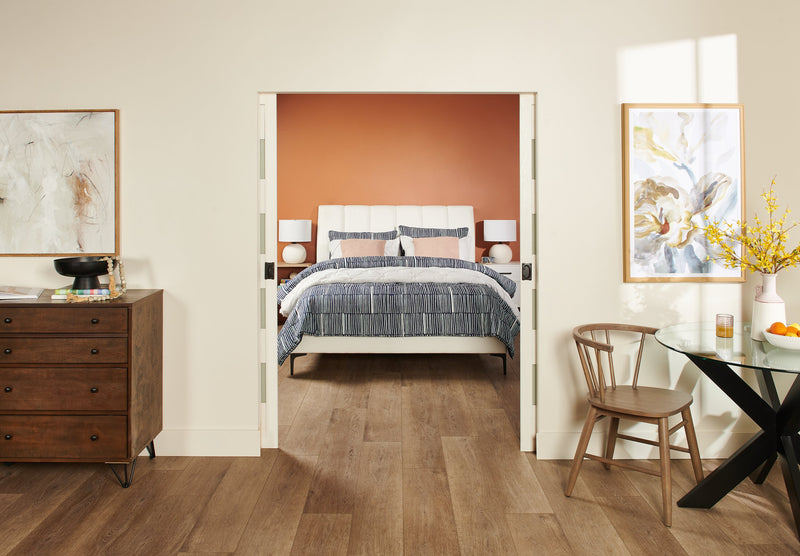 Nova Upholstered Platform Bed in White Vegan-Leather Fabric - Queen Size