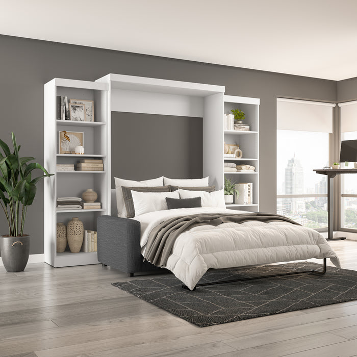 Bestar Pur Queen 10-Shelf Murphy Bed with Sofa - White