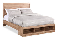 Oakley Platform Bed with Headboard & Storage Frame, Made in Canada, Natural - Queen Size 