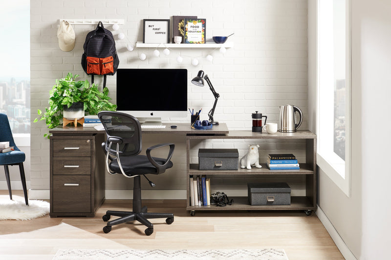 Oliver 60\" Folding Corner Office Desk with Storage & USB Ports - Grey