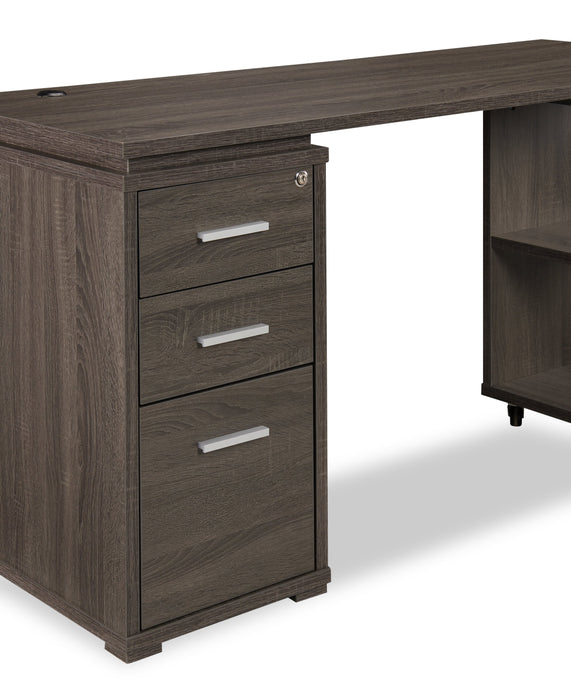 Oliver 60\" Folding Corner Office Desk with Storage & USB Ports - Grey