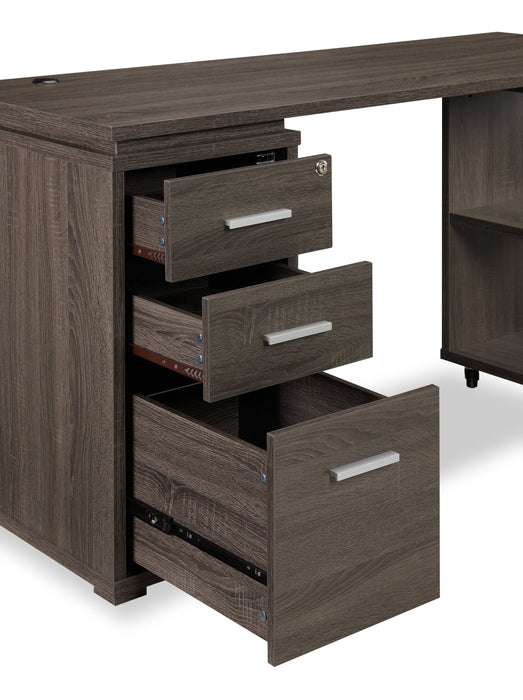 Oliver 60\" Folding Corner Office Desk with Storage & USB Ports - Grey