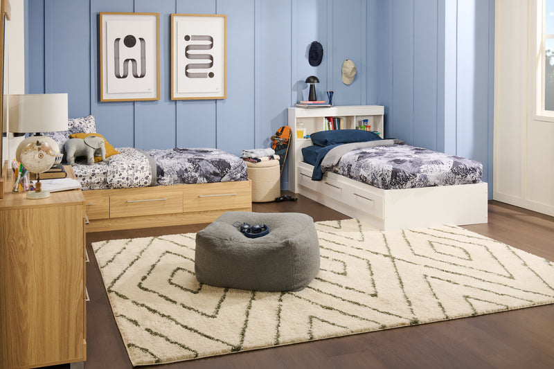 Ontario 14.75\" Round Fabric Storage Ottoman - White