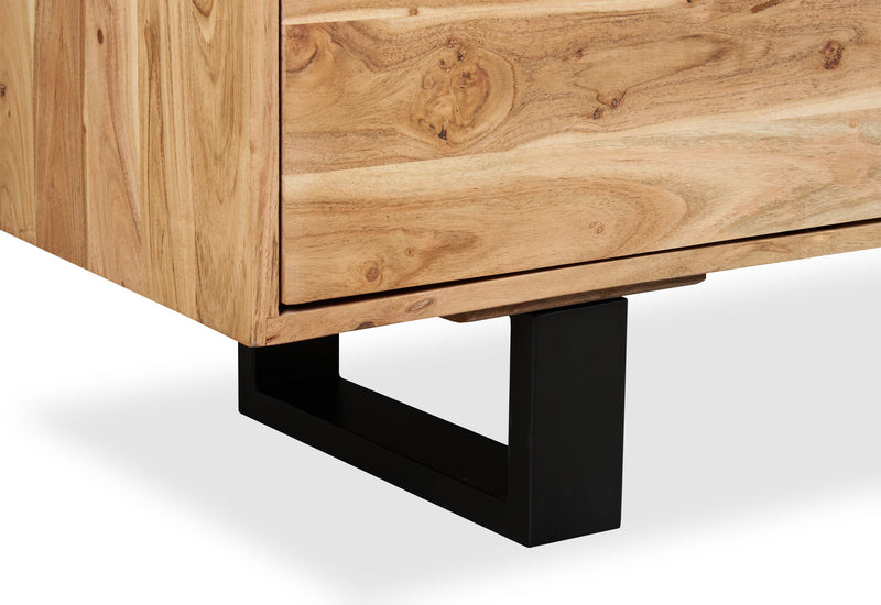 Oskar Dining Server with Storage, 60\"W,  Acacia Wood & Metal - Natural & Black