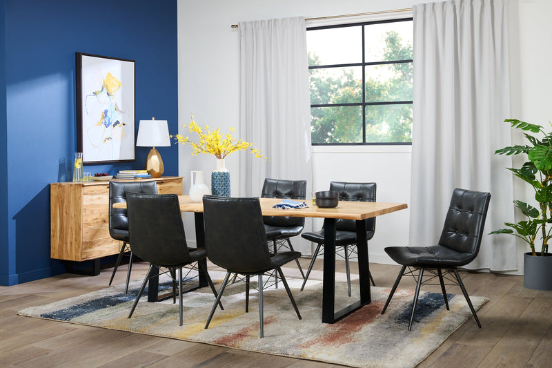 Oskar Dining Server with Storage, 60\"W,  Acacia Wood & Metal - Natural & Black