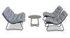 Oslo 4-Piece Outdoor Patio Conversation Set with Loveseat, 2 Lounger Chairs & Coffee Table - Resin Wicker & Metal, UV & Weather Resistant - Grey
